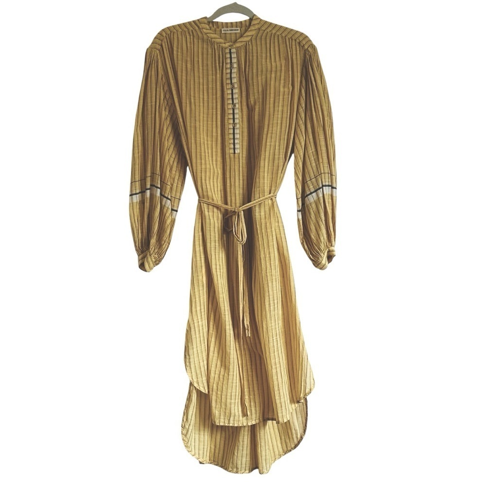 ULLA JOHNSON RABEA WHEAT STRIPED BELTED RELXED DRESS SIZE 2 - Picture 9 of 16